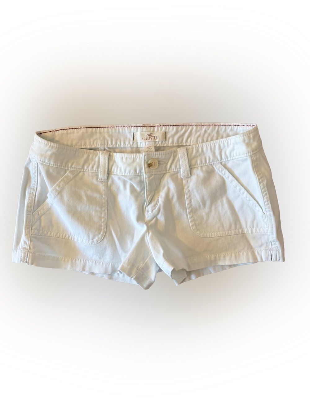 Y2K Hollister Micro Mini White Chino Shorts Size 3 Ultra Low Rise Preppy